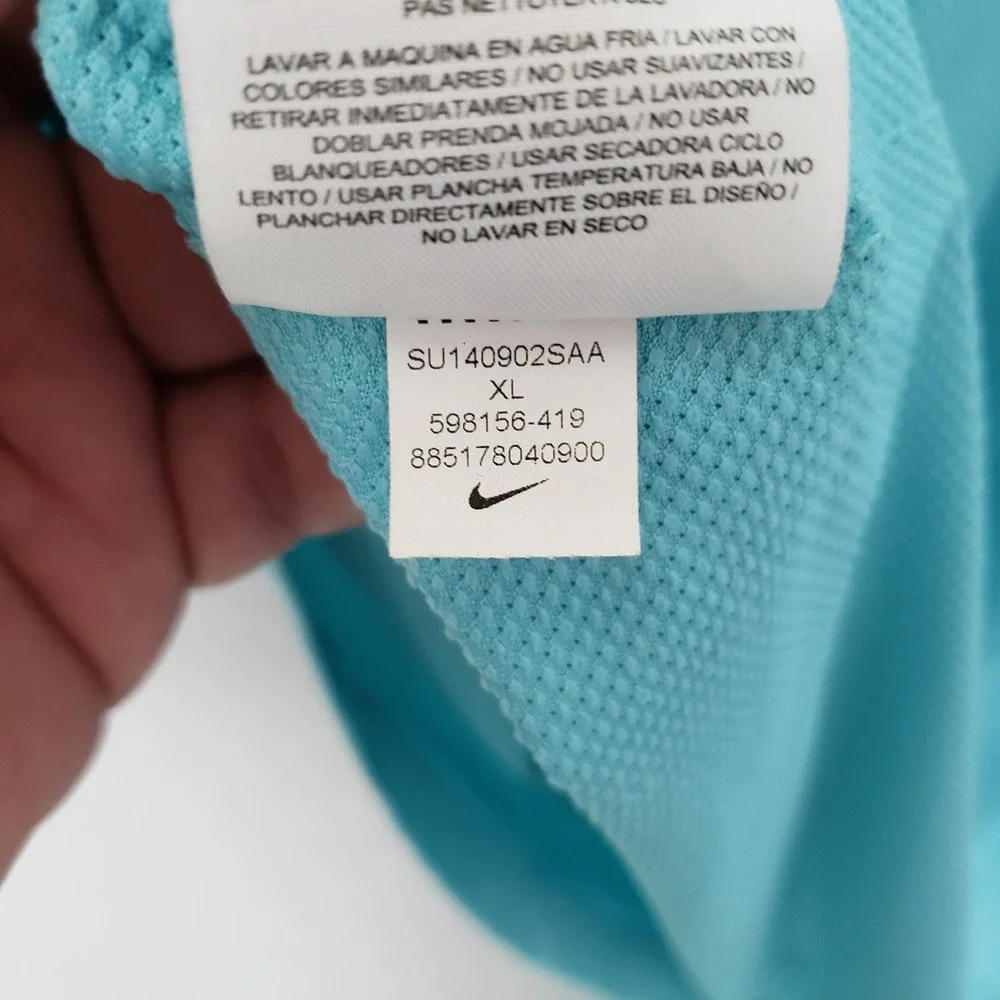 Nike Dri Fit Running Tee Shirt Aqua Blue Athletic Gym Workout Breathable Size XL